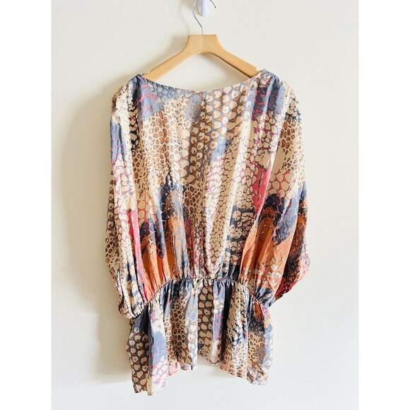 Venus Lascana Boho‎ Blouse Dolman Sleeve Plus Size Faux Wrap Slimming 2x Viscose - Picture 3 of 4